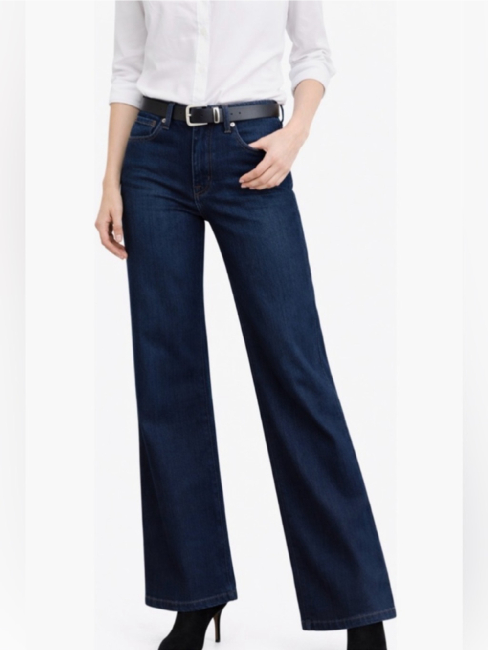 fidelity High Rise Flare Jeans Dark Wash Wide Leg Denim Size 30